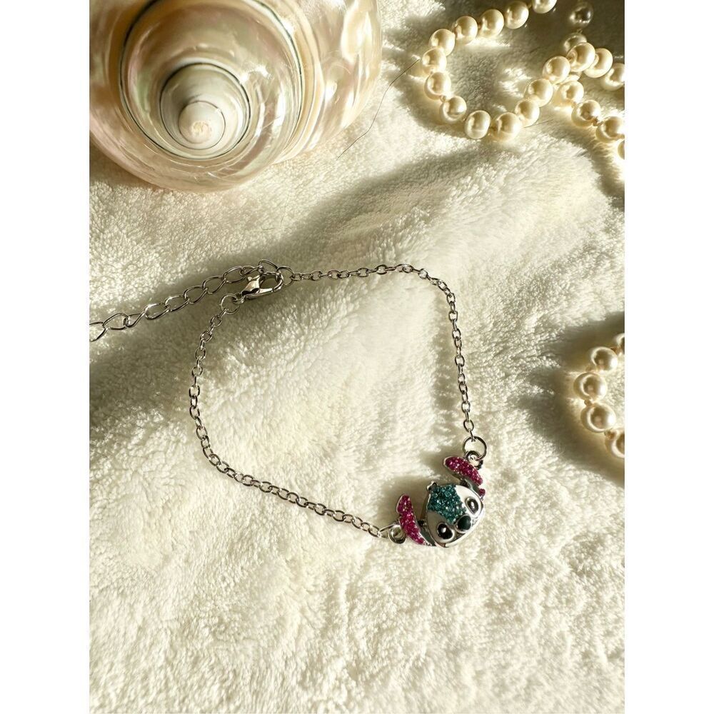 Disney’s Lilo & stitch - blue and pink rhinestone stitch bracelet ￼